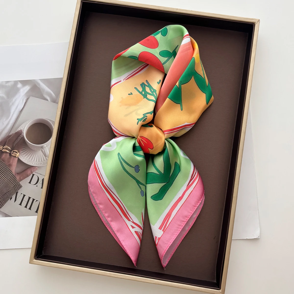 Luxury Square Scarf For Women Imitation Silk Bandanas Hijab Elegant Floral Printed Scarves Neckerchief Fashion Beach Shawl Wraps