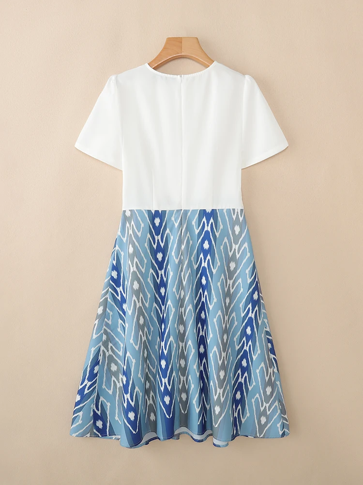 2025 zanzea moda verão vestido de verão feminino elegante festa trabalho vestido retalhos midi vestidos o pescoço manga curta vestidos impressos