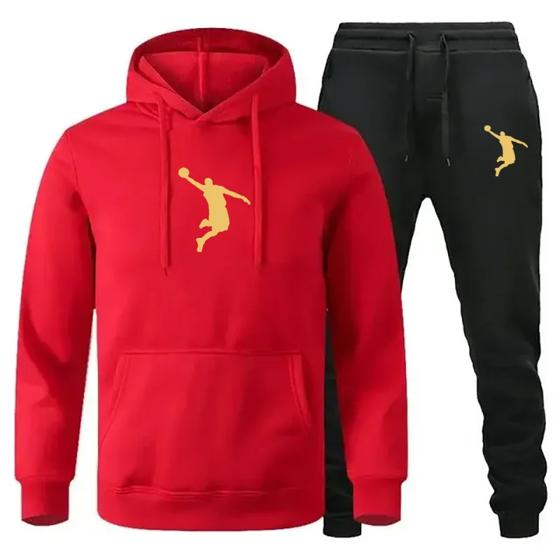 2024 Spring Brand Men Hoodies Sweatshirt+Sweatpants Suit Autumn Winter Warm Tracksuit Sets Men\'s Hooded Outwear