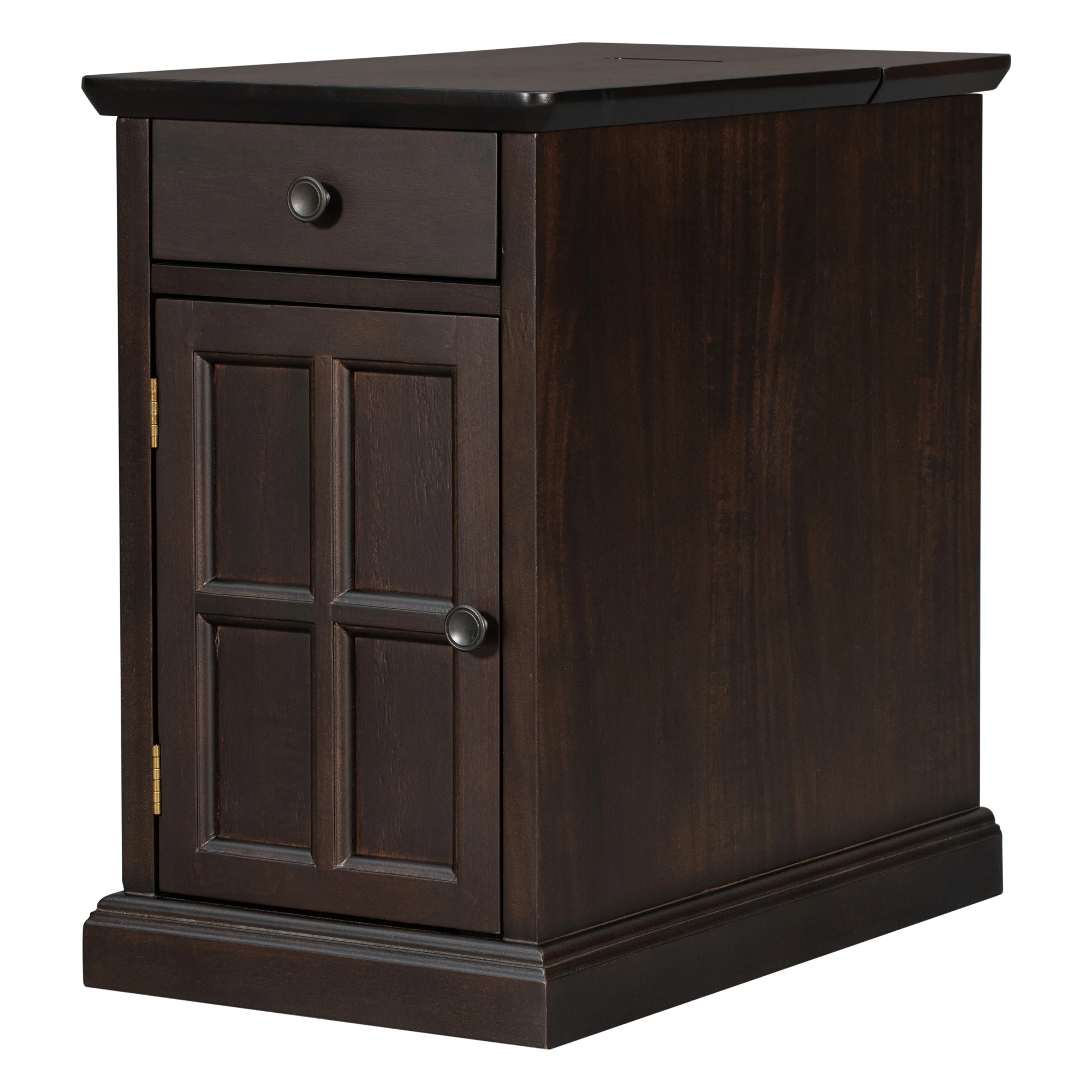 Modern Living Room End/Side Console Table with USB Ports Multifunctional Drawer Cup Holders Eco-Friendly Antique Espresso