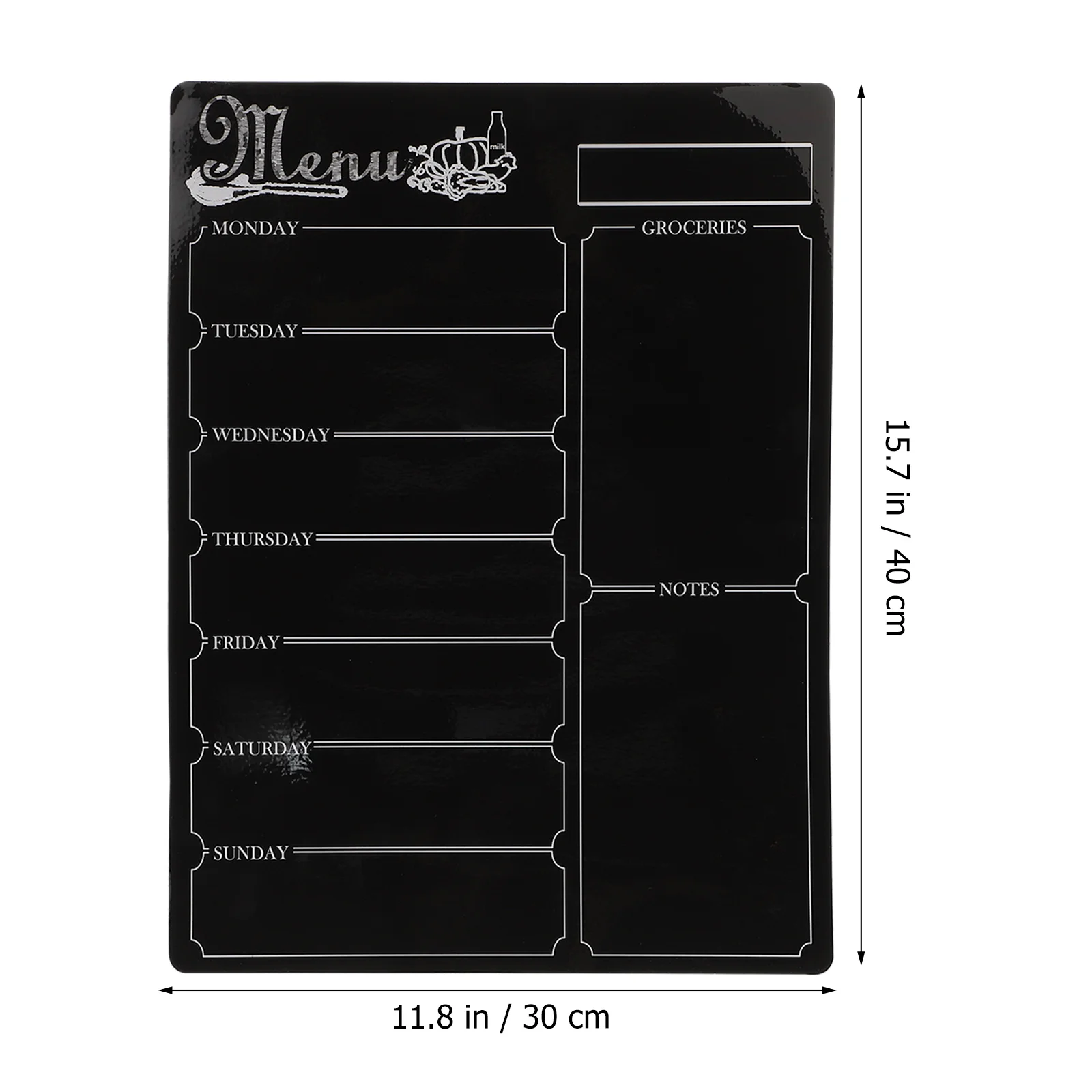 Reusable Weekly Schedule Planner Refrigerator Chalkboard Note Calendar Dry Erase Magnetic Board Organizer Menu Board (Black)