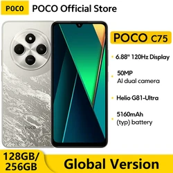 Global Version POCO C75 Smartphone 128GB 256GB Helio G81-Ultra 6.88