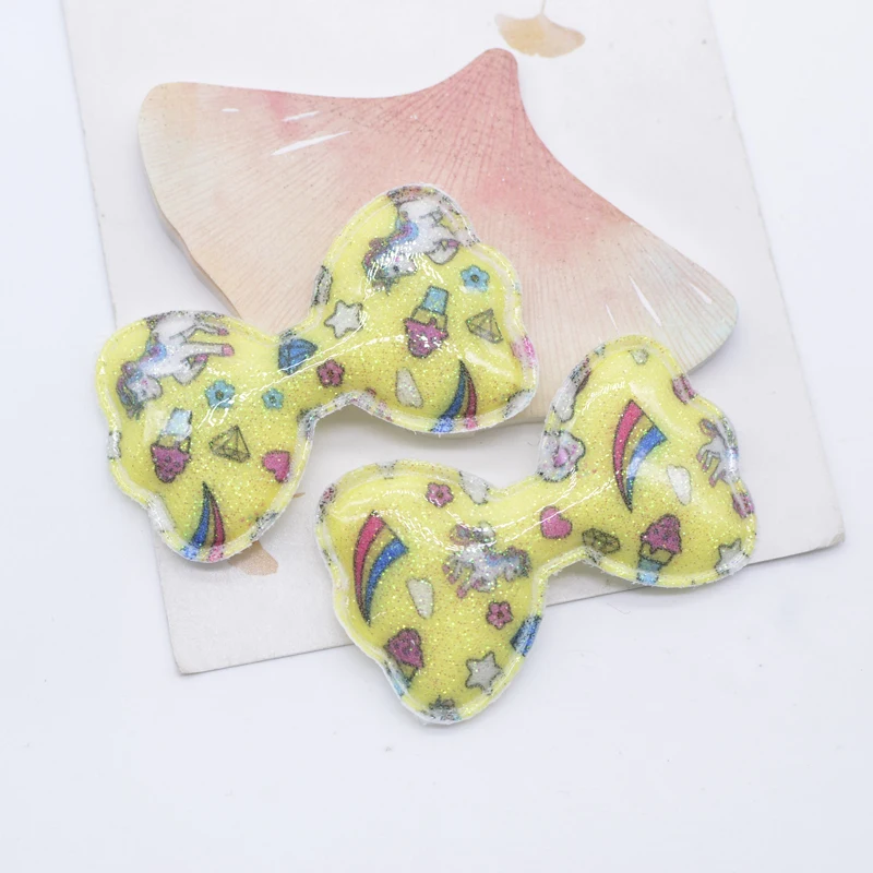 12Pcs 60*35mm Printed Kawaii PU Leather Bow Tie Applique for Hat Clothes Sewing Patches DIY Headwear Hair Clip Decor Accessories