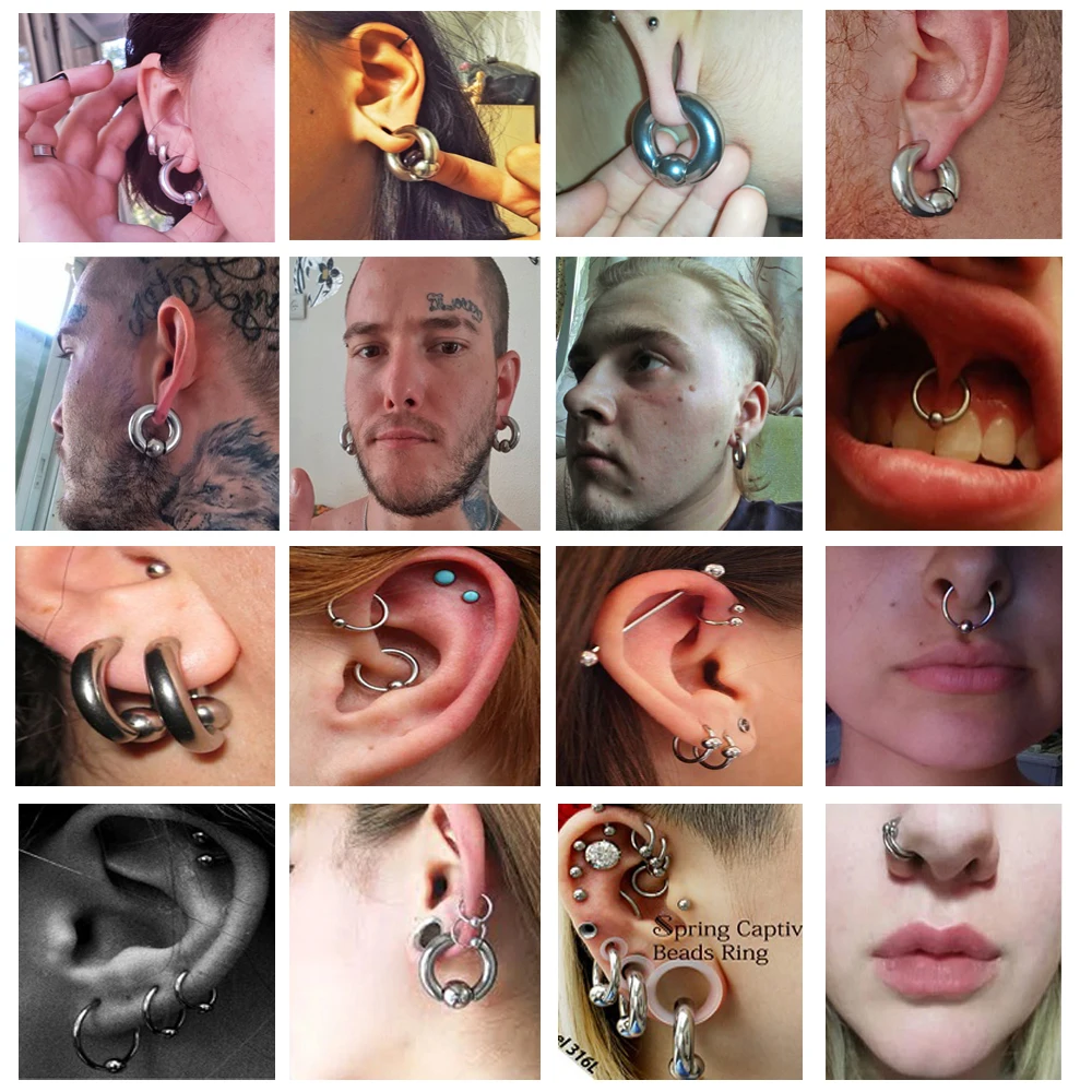 1PC Steel Captive Hoop BCR Eyebrow Tragus Cartilage Piercings Lip Nose Ring Ear Plug Gauges Earring Septum Body Jewelry 20G-00G