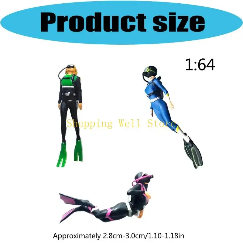 KX4B Tiny 1/64 Scale Miniature Diving Figure Resin Collectible Ornament Model Display