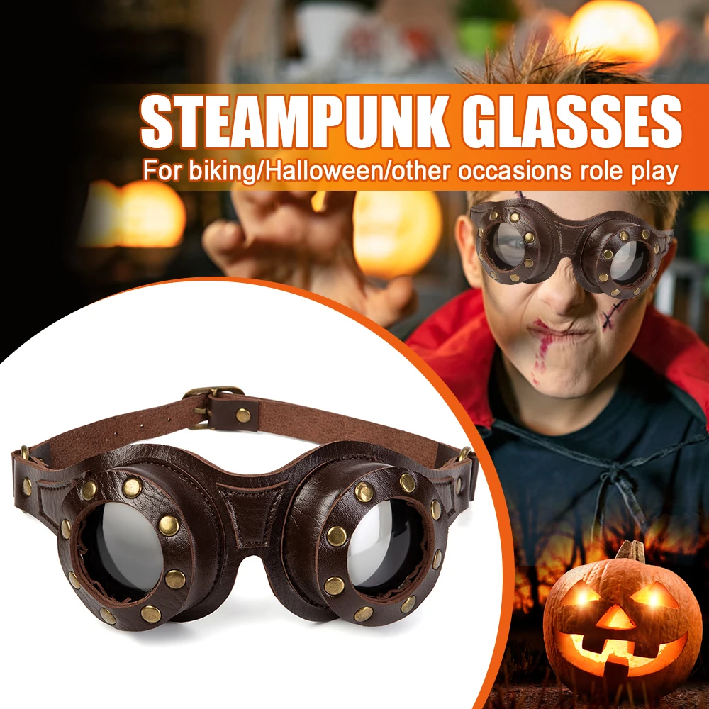 Steampunk Glasses Goggles Retro Cyber Motorcycle Goggles Easter Halloween Cosplay Prop Fancy Carnival Party Punk Gothic Eyewear