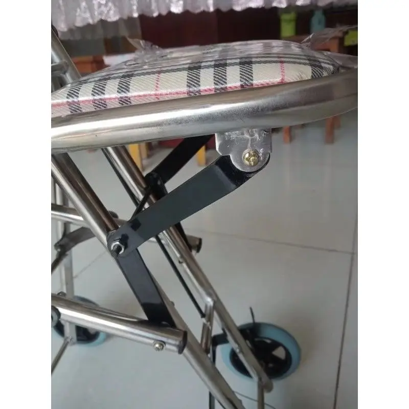 Shopping Cart with Seat, Leisure Car, Elderly Four Wheeled, Light and Foldable Portable Shopping Cart