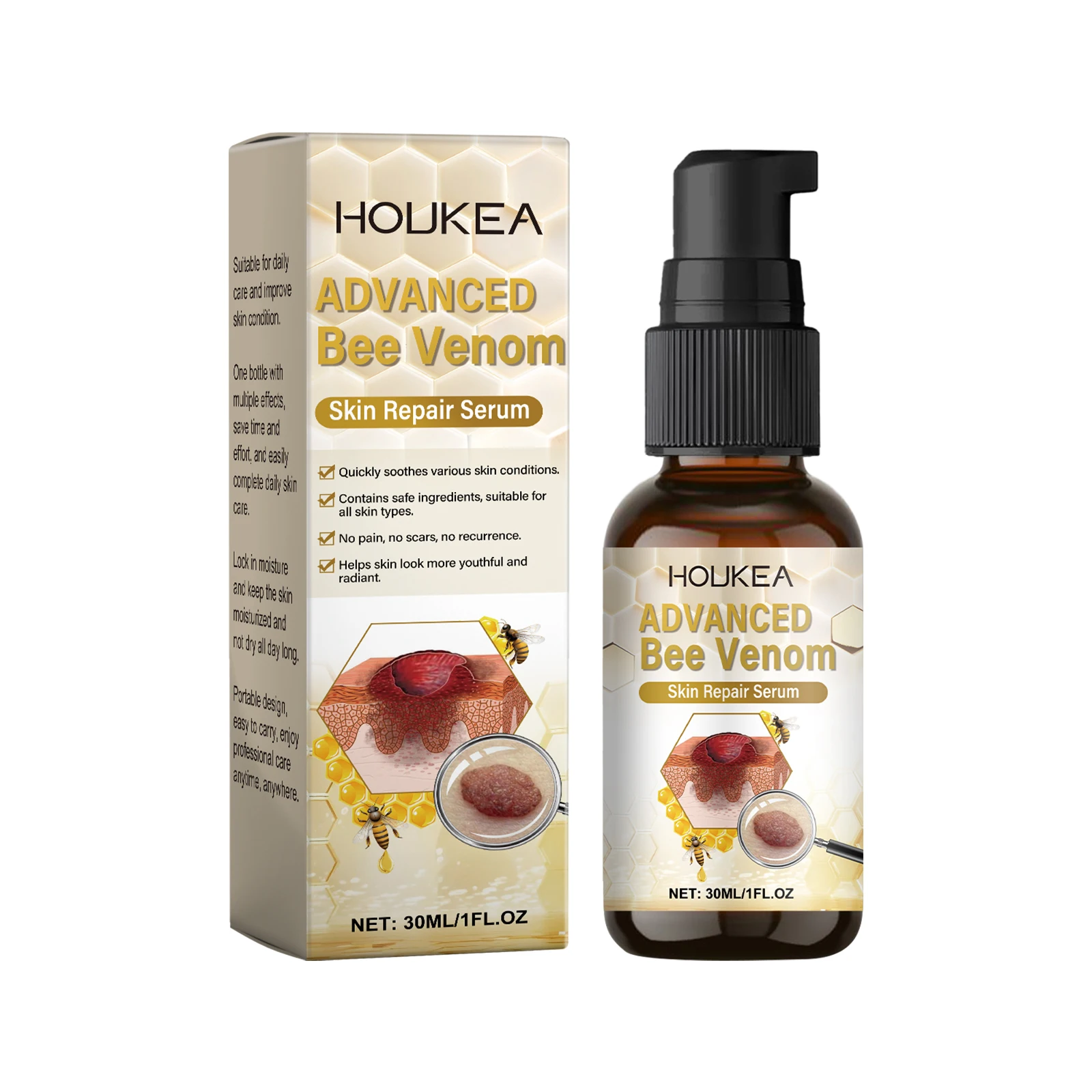 

Сыворотка для кожи Houkea Bee Venom, увлажняющий, нежный и восстанавливающий, очищающий и гладкий раствор для ухода за кожей, 2 шт.