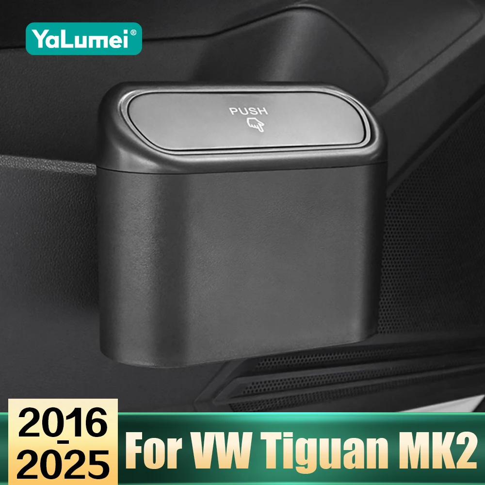 Für Volkswagen VW Tiguan 2 MK2 Allspace 2016-2021 2022 2023 2024 2025 Auto Mini Zubehör Kleine Mülleimer mit Deckel Auslaufsicher