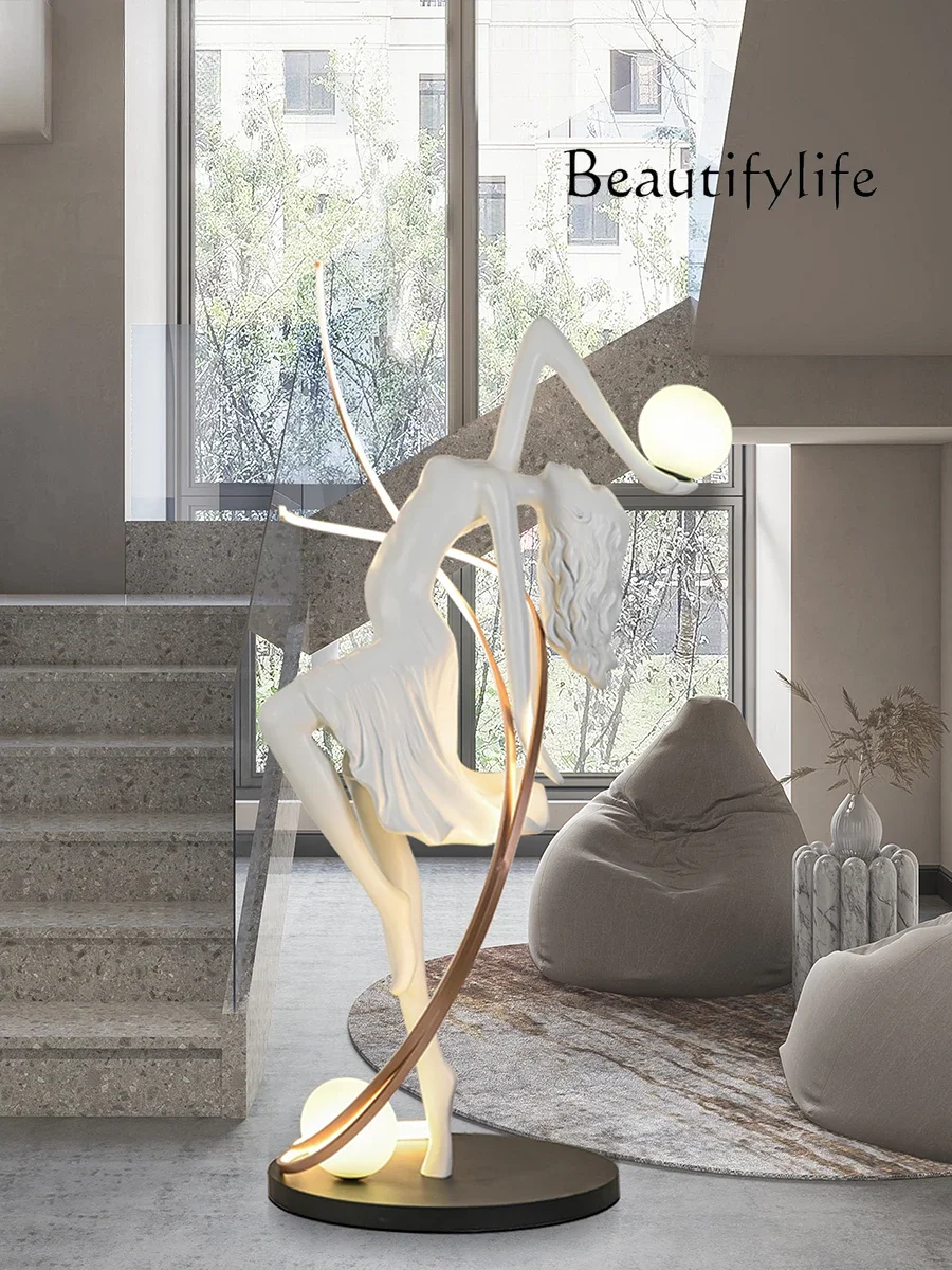 Italian-Style Light Luxury Figure Sculpture Decoration Home Stairs Dance Goddess Creative Floor Lamp Large Decoration