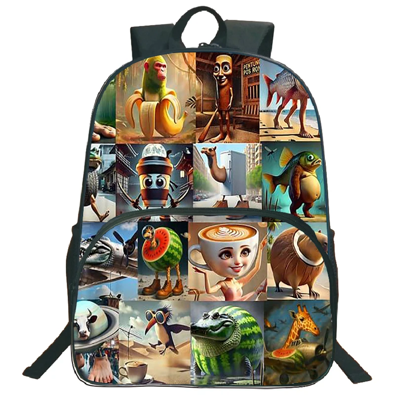 

Милый итальянский мозговой принт, 16-дюймовый школьный рюкзак, большой вместительный школьный рюкзак для детей, мальчиков, водонепроницаемый рюкзак