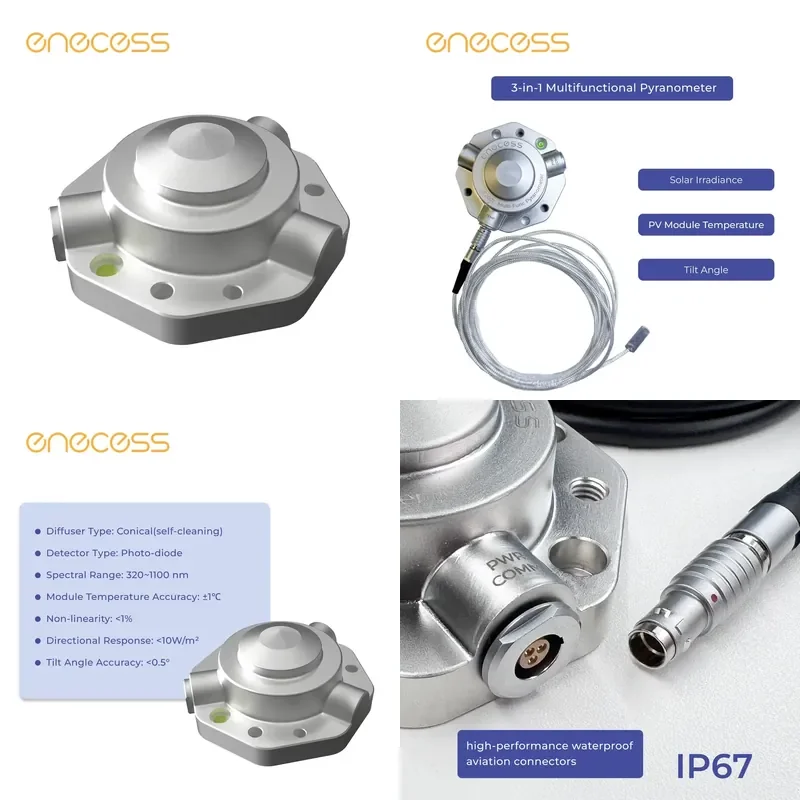 

【CHIMU HOME】 Pyranometer for Rooftop Solar Monitoring 3-in-1 Integration for Irradiance PV Module Temperature and Tilt Angle