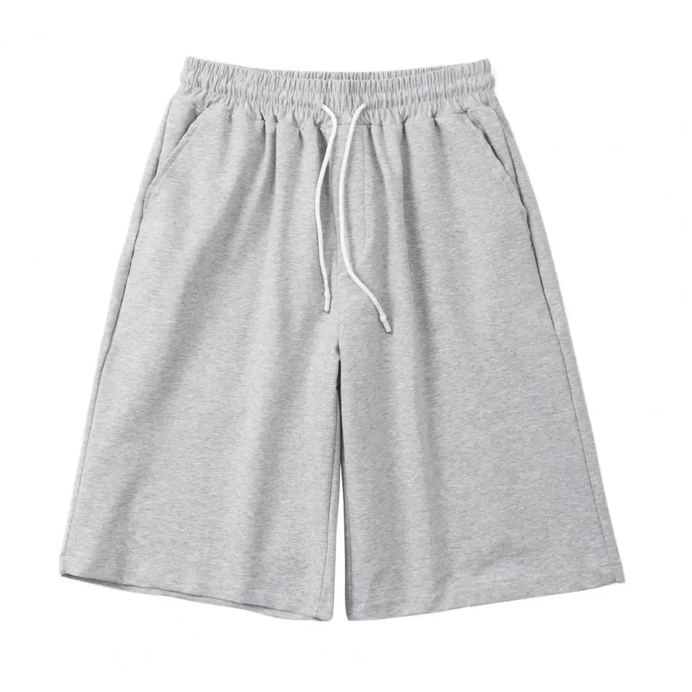 Summer Men\'s Shorts Cotton Soft Knee Length Shorts Solid Gray Customized Cargo Short High Quality Casual Gym Sports Trunks