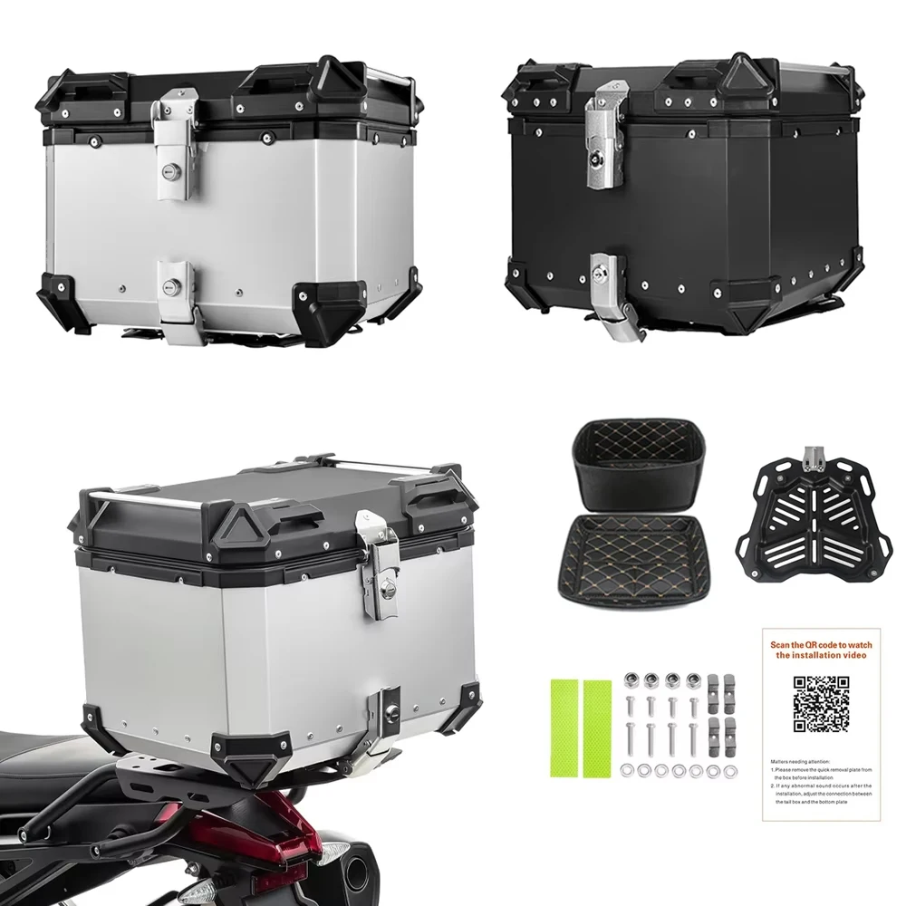 Motorcycle Aluminum Box Motorcycle Rear Luggage Trunk 28L 36L 45L 55L 65L 80L 100L Universal Moto Top Case Waterproof Tail Box