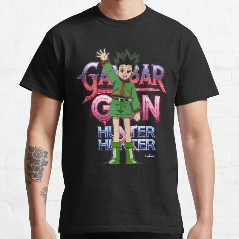 

90s retro Anime Gon Hunter x Hunter V2 manga Hunters Short-sleeve crewneck T-shirt for men large size Adult Tops S-6xl