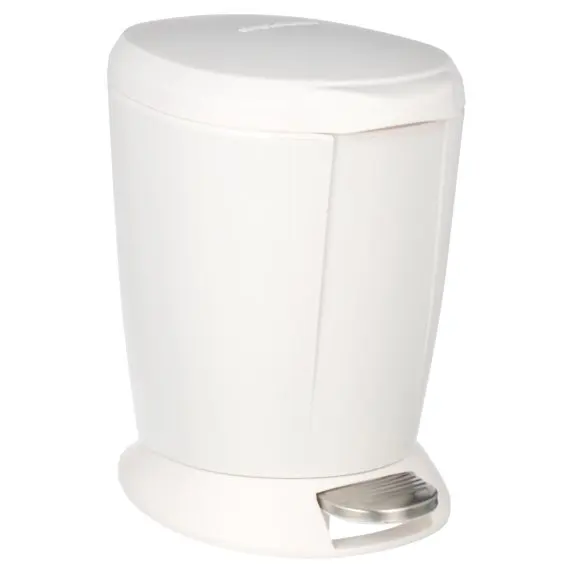 

6 Liter / 1.6 gal Plastic Compact Round Bathroom Step Trash Can, White