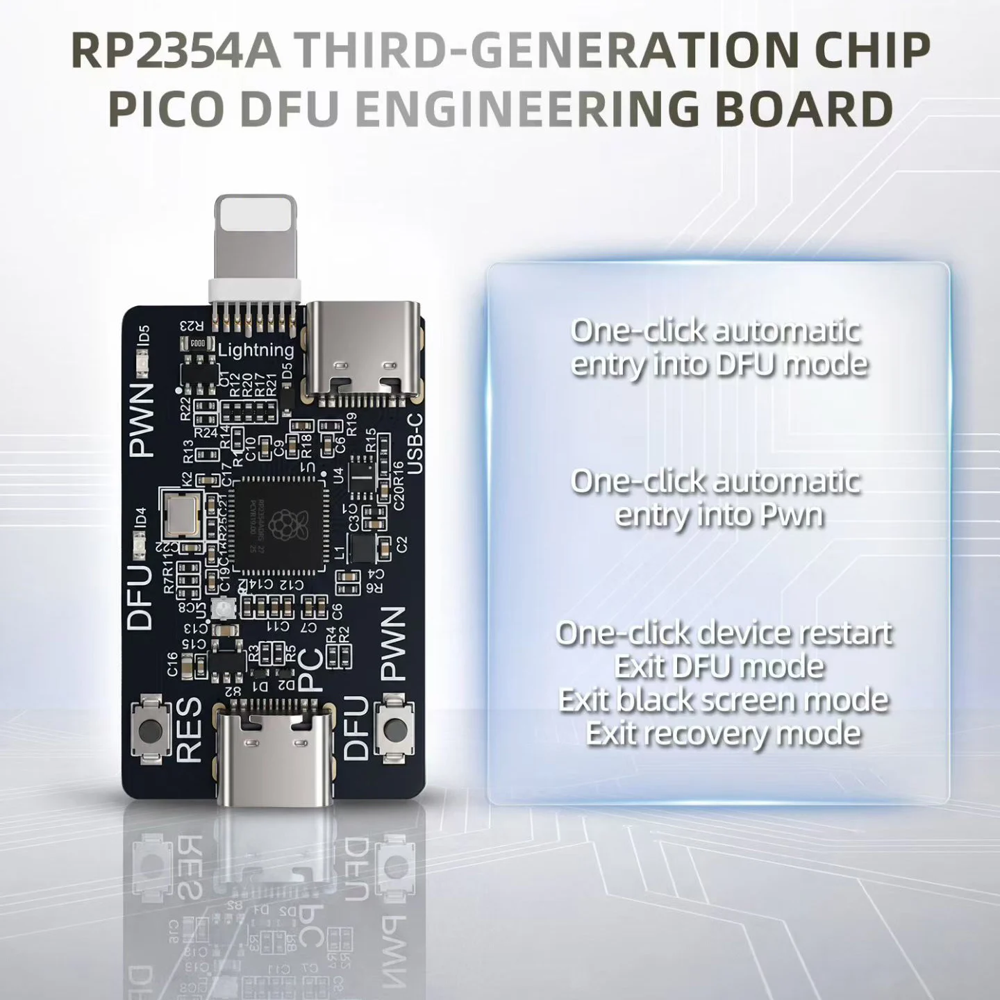 RP2354A third-generation chipPico DFU engineering board One-click fully automatic entry into DFU/Pwnd/Purple mode
