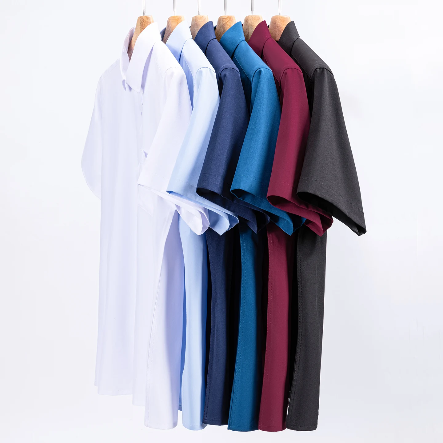 New Men's Short-Sleeved Shirt Summer Non-Ironing Anti-Wrinkle Business Casual Solid Color Smooth Business Thin Versatile Big 7XL