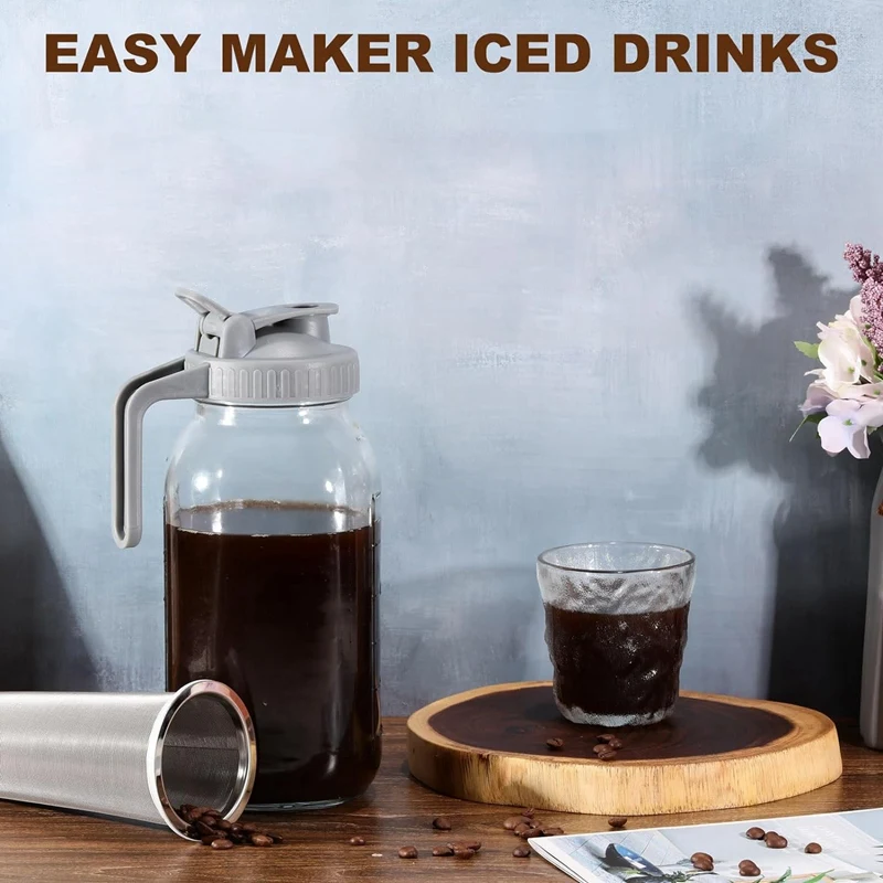 فلتر القهوة البارد لتنظيف القهوة مع غطاء صنبور بعرض 64 أونصة