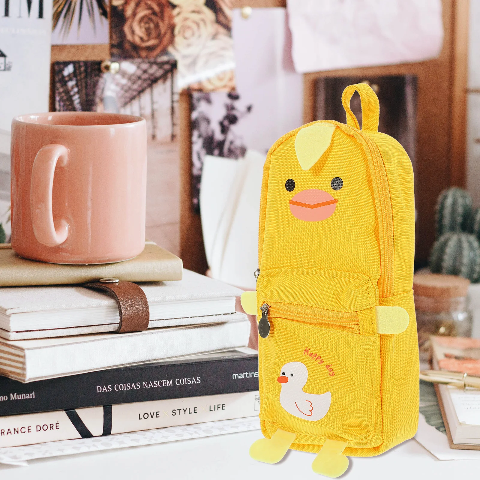 

Canvas Pencil Bag Stationery Case Wear resistant Pink Lovely Student Daily Use Storage Zipper Roomy Marker Drawing Pencils Gift