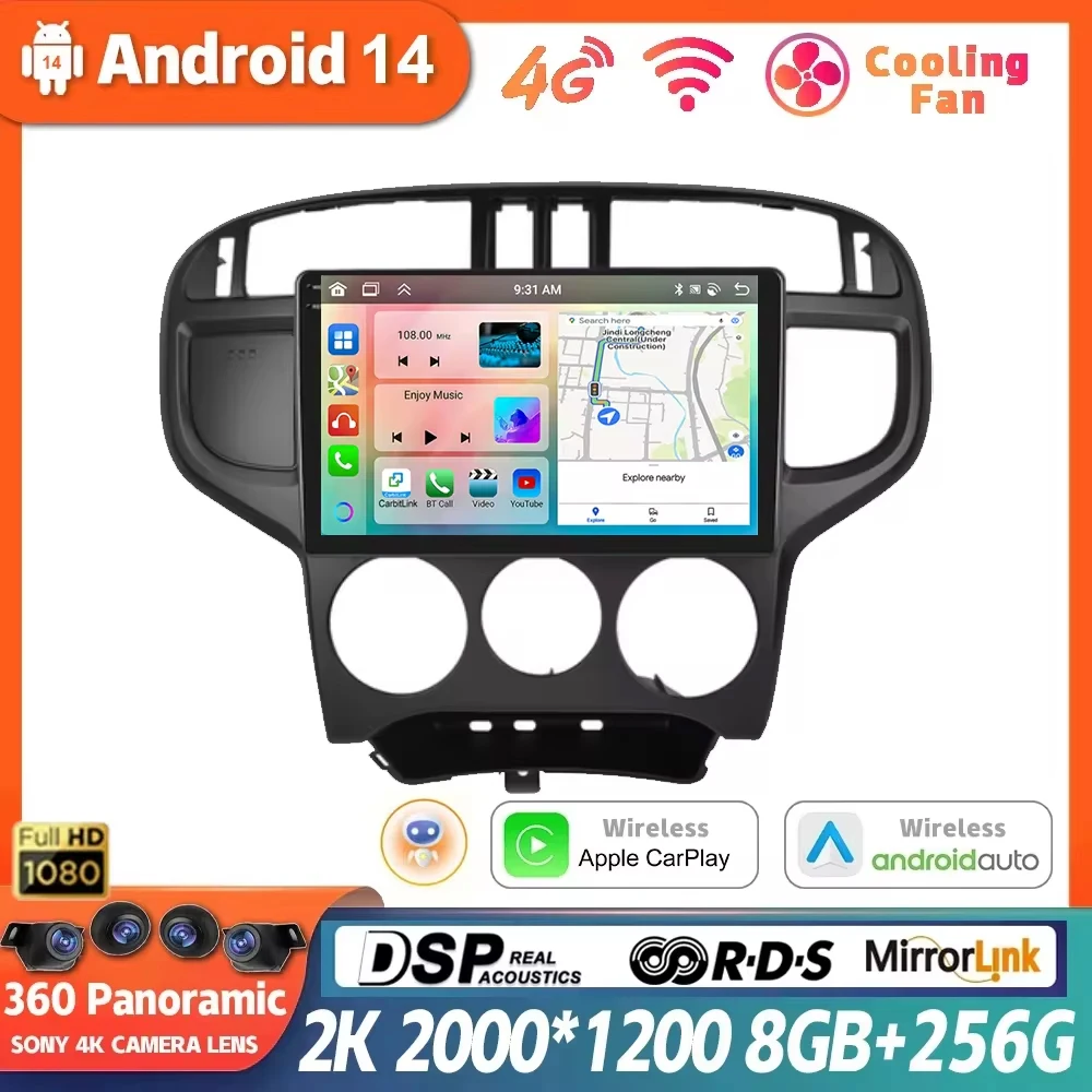 Wireless CarPlay Auto Android 14 Radio for Hyundai Matrix 2001 2002 2003 2004 2005 2006 - 2010 4G Car Multimedia GPS Autoradio