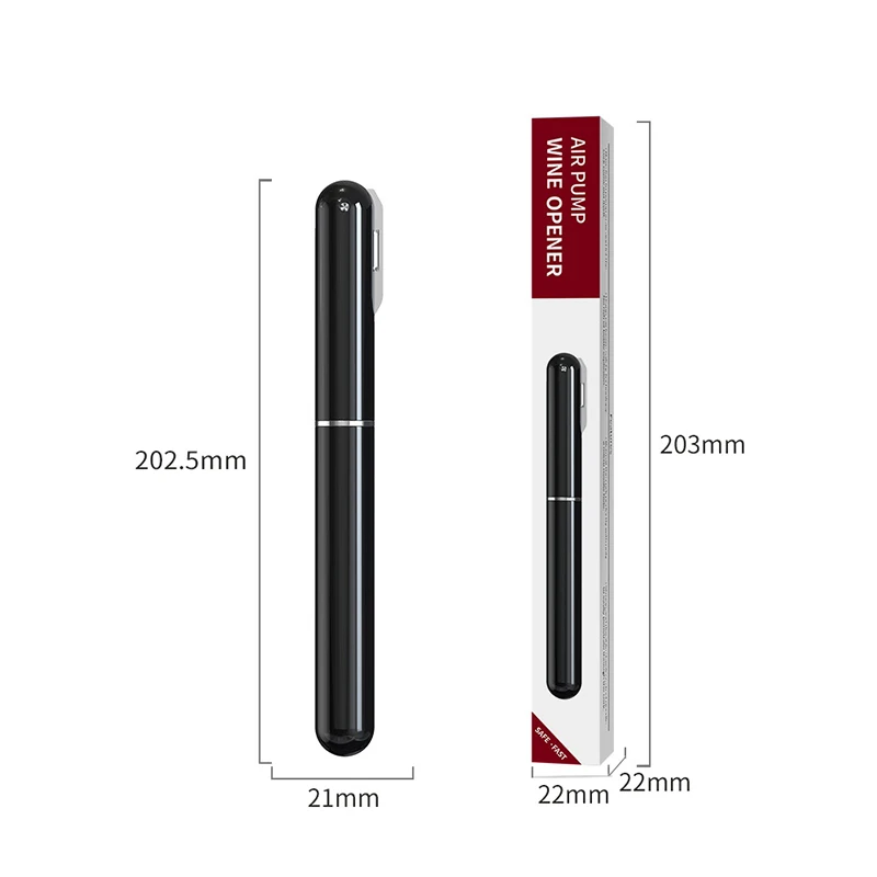 2025 New Portable Handheld 2in1 Air Pressure Corkscrew Easy-Open Air Pump Wine Opener Cork Remover with Foil Cutter