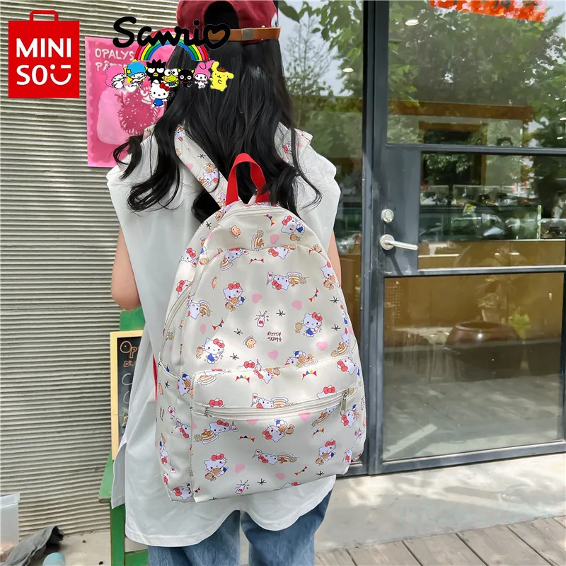 Miniso Hello Kitty Women's Backpack Fashion High Quality Waterproof Girl Backpack Cartoon Large Capacity Student Backpack