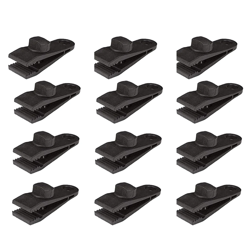 

New Practical Tarp Clips Tarpaulin Clips 12pcs 3.3x1x0.5inch Black Easy To Carry Lightweight Nylon Versatile Application Awnings