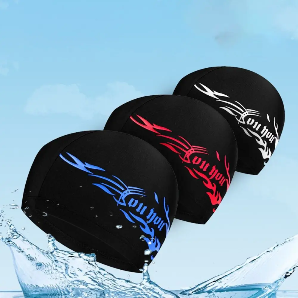 Nylon Cloth Cloth Swim Cap Elastic Protect Ears Swim Bathing Hats Tear-resistant Waterproof Bathing Hats