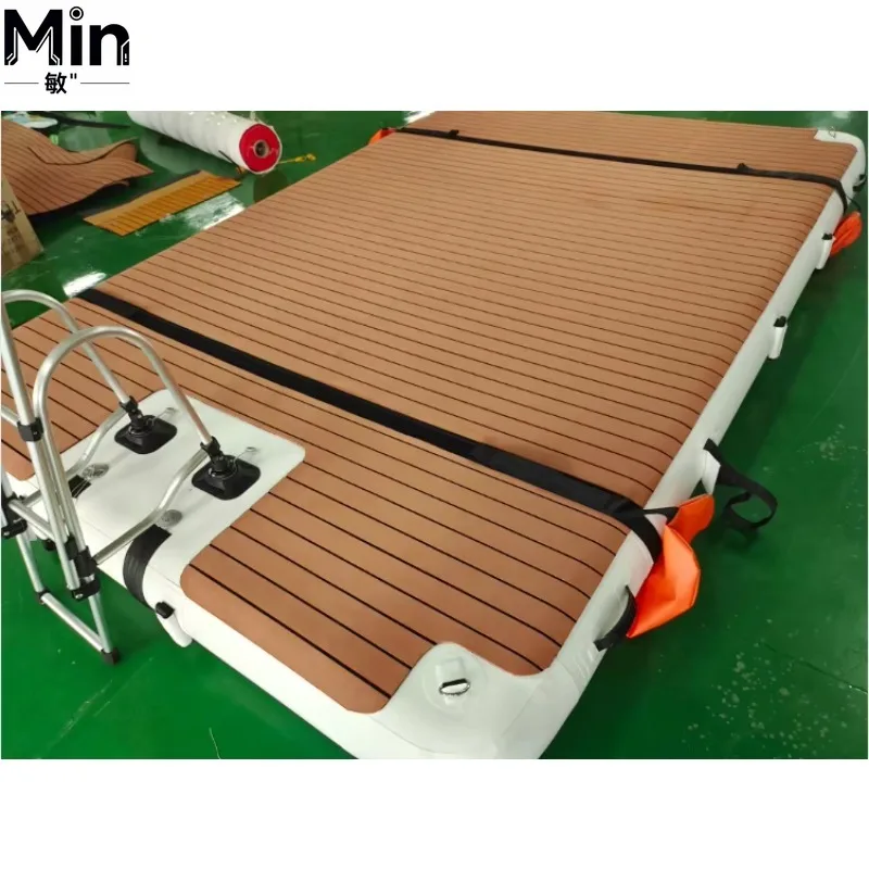 Size Inflatable Floating Dock Pontoon Platform Slip Modular Floating Mat for Outdoor Fishing Swimming Entertainment