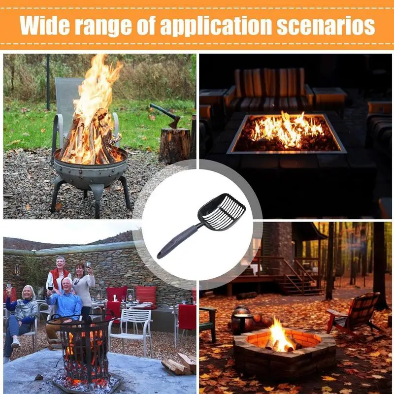 مجرفة الفحم لموقد الخشب مجرفة الفحم المجوفة أدوات الشواية المقاومة للحرارة لوازم الشوي المحمولة لحفرة النار في الهواء الطلق #5