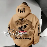 Honda HRC Racing Team Sudadera con capucha de ciclismo Edición especial Patrón de dragón retro Sudadera con capucha de moda Sudadera con capucha todoterreno de carreras de motocicletas para hombres