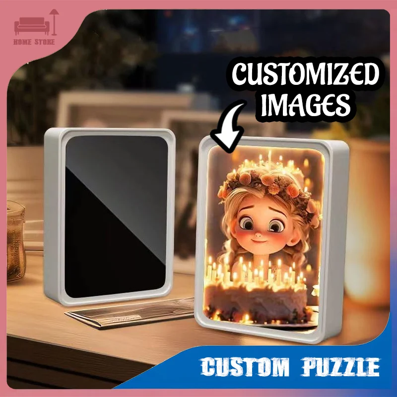

Custom Photo Frame LED Night Light Touch Switch Personalized Mirror Picture Display Bedside Romantic Lantern Decoration Gift