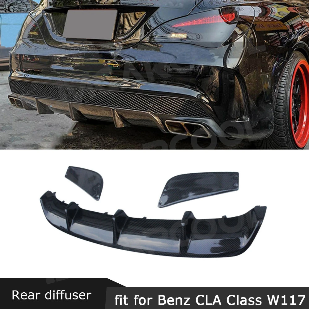 For Mercedes Benz W117 C117 CLA250 CLA260 CLA45 Package 2013 -2018 Carbon Fiber R Style Rear Diffuser Rear Splitters