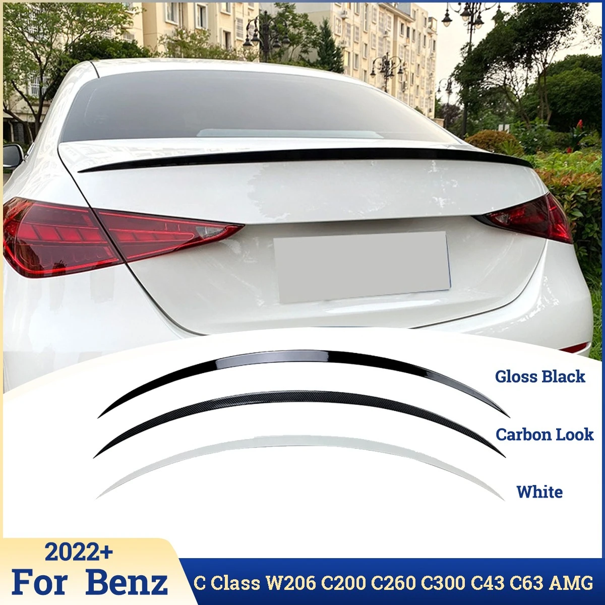 Heckspoiler für Mercedes Benz C-Klasse W206 C200 C260 C300 C43 C63 AMG 2022+ Heckflügel Fester Windspoiler Karosserie-Kit