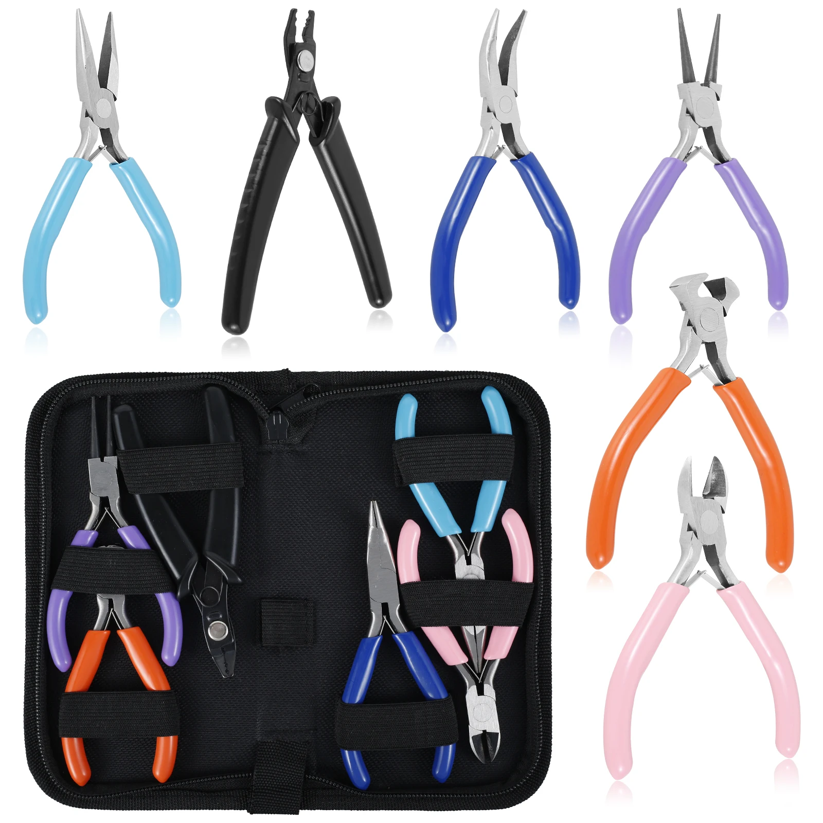 6 件套 Jewelry Pliers Set for Beginners Carbon Steel Jewelry Making Kit Professional Mini Jewelry Pliers with Zip Bag Portable Jew