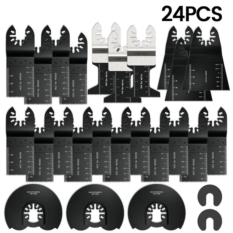 24pcs High Carbon Steel Saw Blades Multi-Function Bi-metal Precision Oscillating Multitool Saw Cutting Multimaster Tools