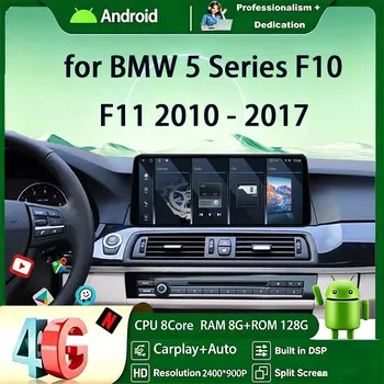 Radio samochodowe z Androidem 16 i bezprzewodowym CarPlay, odtwarzacz multimedialny do BMW serii 5 F10 F11 2010 - 2017, system CIC NBT, ekran QLED, GPS, WiFi