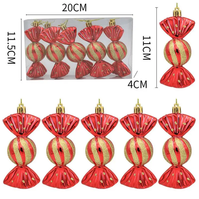 6PCS/Box DIY Christmas Tree Decoration Pendant Electroplating Candy Xmas Ball Window Door Haning Ball 2025 Happy New Year