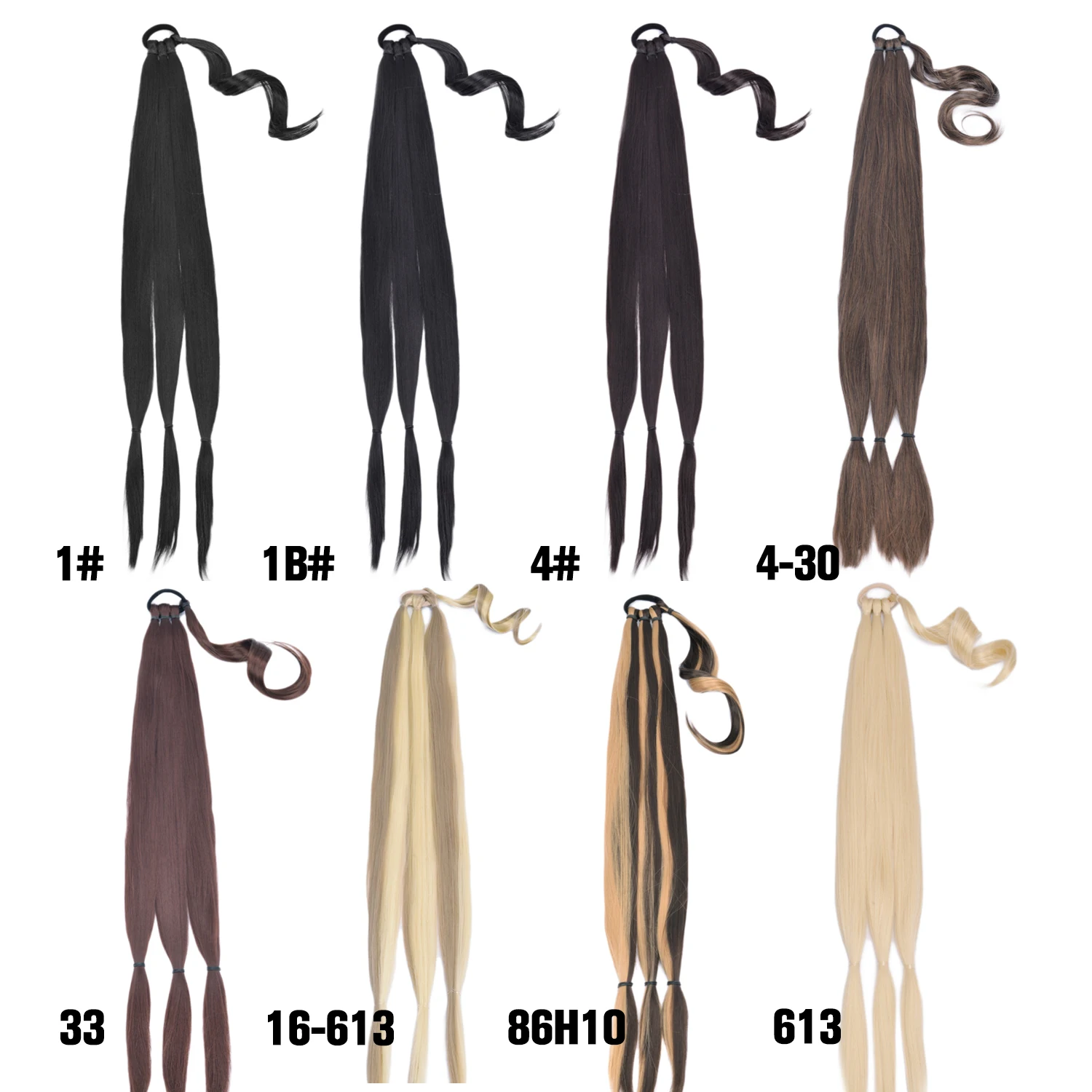 Synthetic Braided Ponytail Extensions for Women High Temperature Fiber Straight Wrap Around Hair Extensions Ponytail Hairpiece