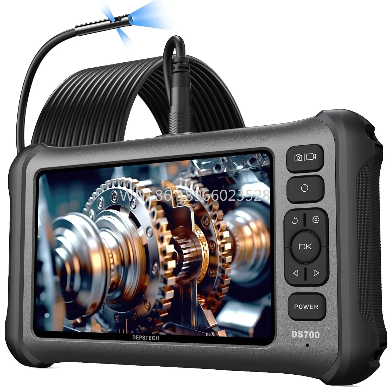 كاميرا فحص صناعية بعدسة ثلاثية 1080 بكسل مع شاشة IPS مقاس 5 بوصات لتطبيقات Borescope الصناعية