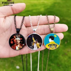 New Freddie Mercury Necklace Popular Band Music Singer Star Art Glass Poster Custom Pendant Long Chain Fans Jewelry Gift