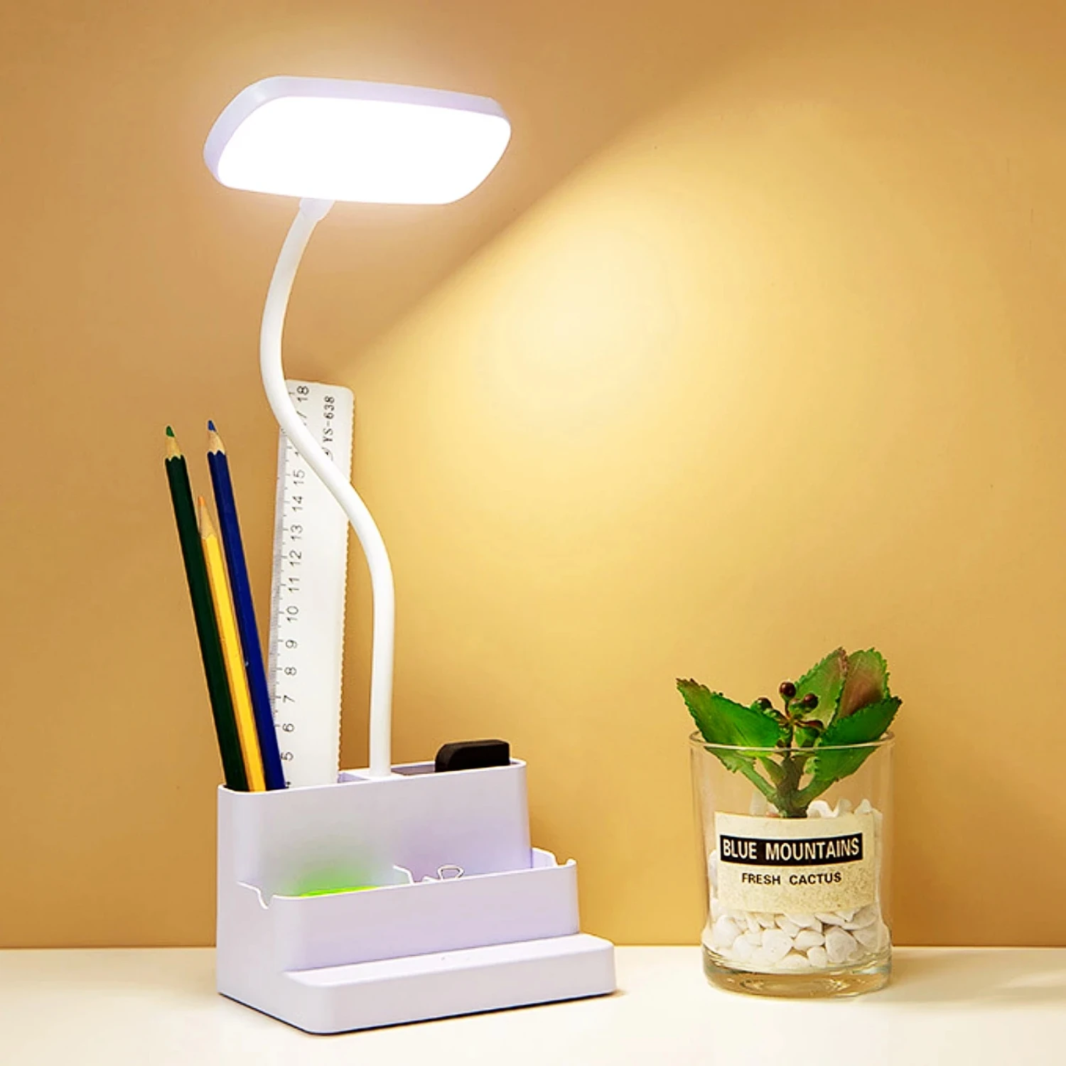 LED Table Lamp Eyes Protection Touch Dimmable LED Light Student Dormitory Bedroom Reading USB  Rechargeable