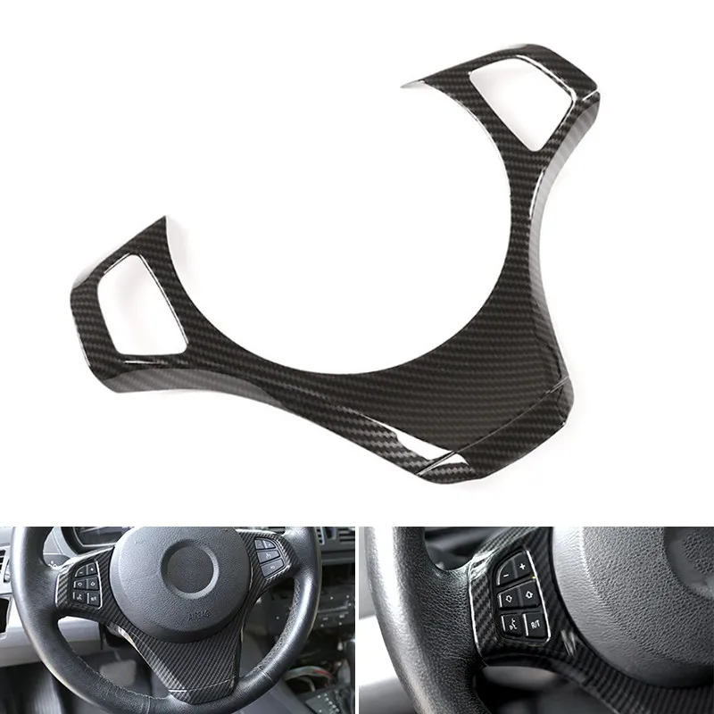 For BMW X3 E83 2006 2007 2008 2009 Car Styling ABS Carbon Fiber Texture Steering Wheel Trim Cover Sticker