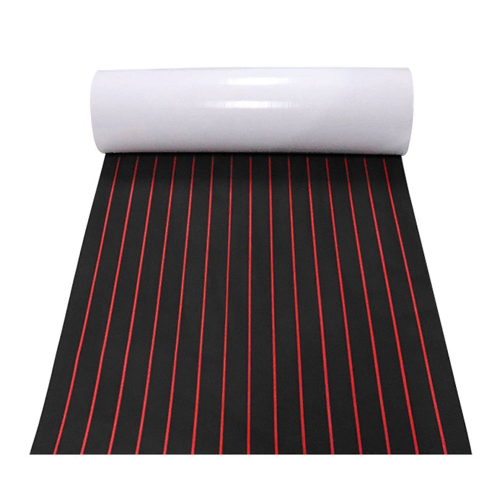 

240*60cm EVA Foam Teak Sheet Marine Flooring Yacht Synthetic Boat Decking Self-Adhesive Pad Black W/ red stripes