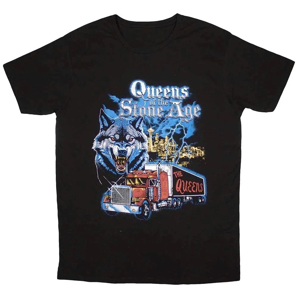 

Queens of The Stone Age Wolf Skyline Pattern Print Summer Luxury Brand Cotton Men's and Women's T-shirt Short Sleeve