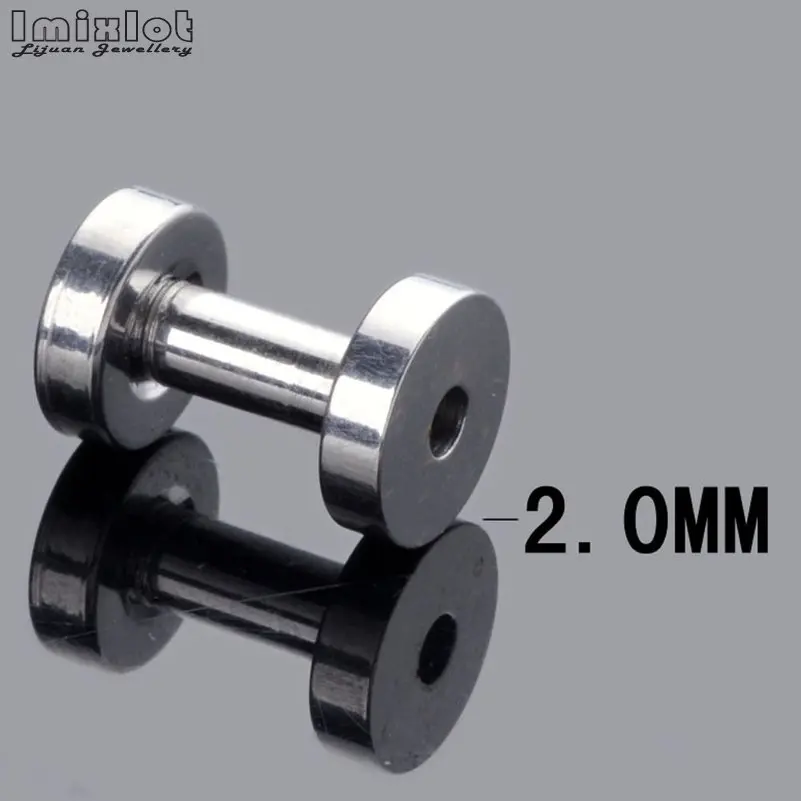 Imixlot 2 stücke Edelstahl Ohr Tunnel Stecker Schraube Fit Silber Farbe Runde Ohr Flesh Gauge Ohr Expander Piercing schmuck