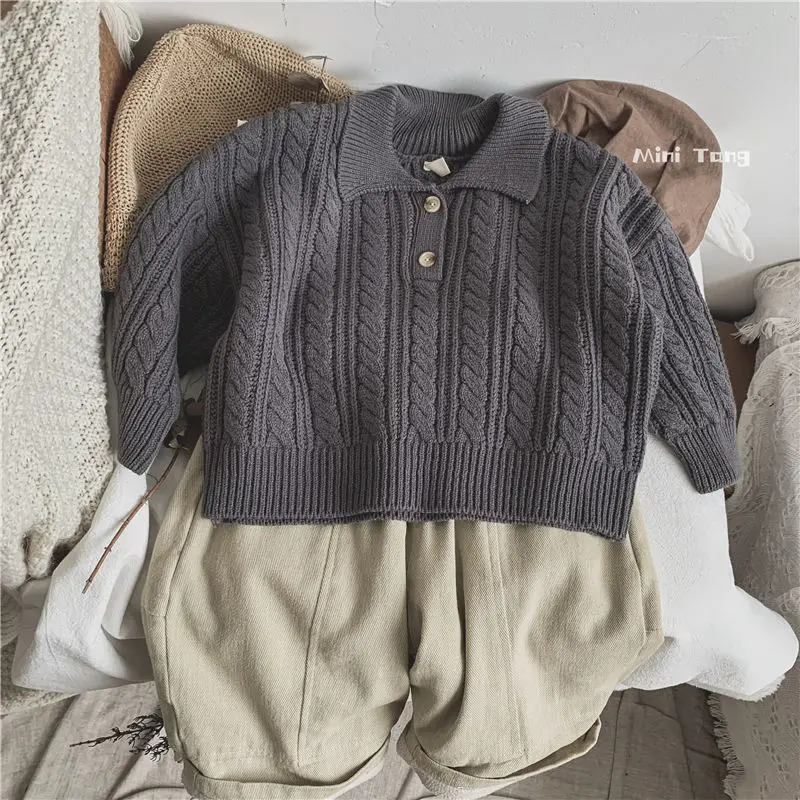 Boys Woolen Sweater Crochet Cotton Knitting 2023 Classic Warm Thicken Winter Fall Windbreak Teenagers Children\'s Clothing