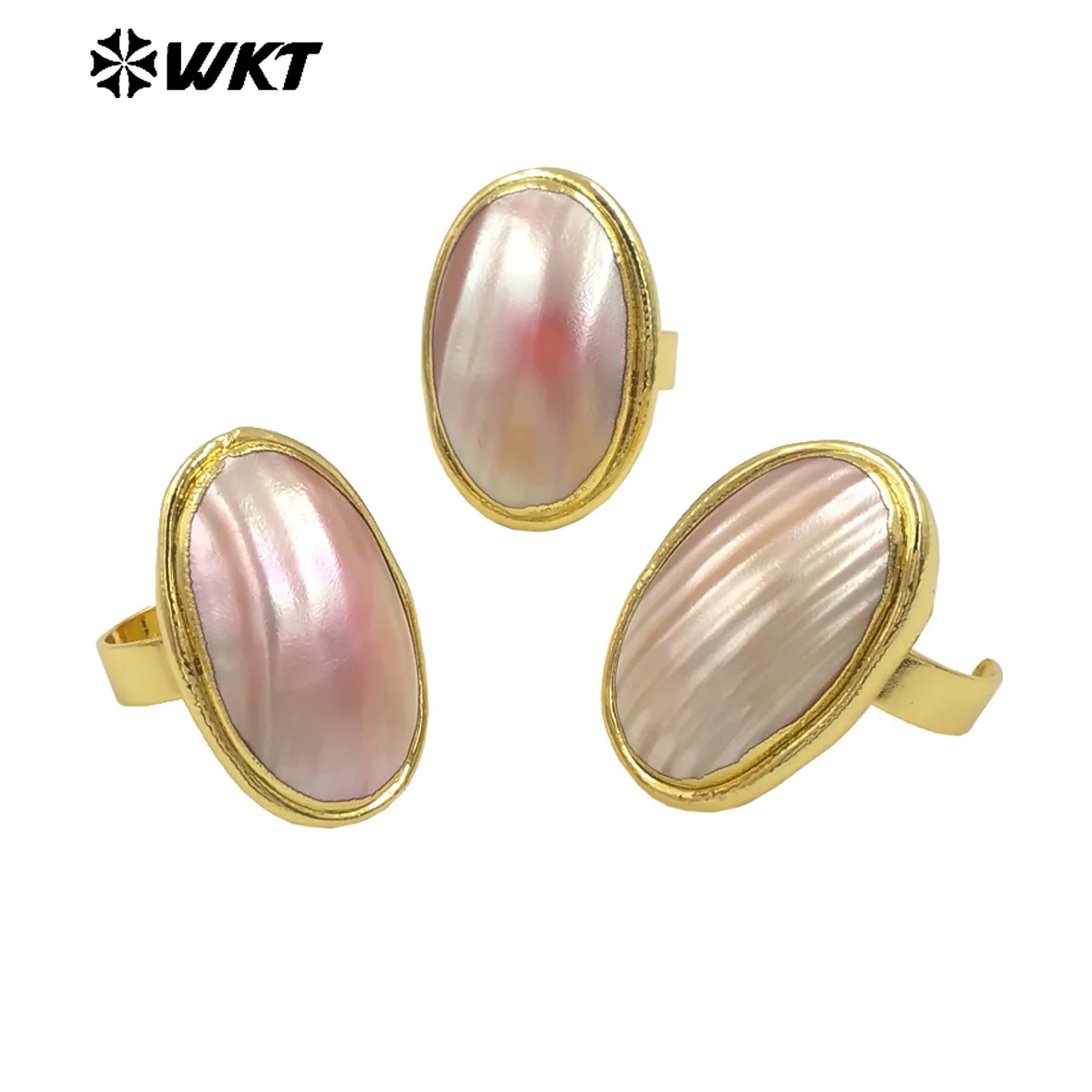 WT-MPR112 Beautiful Color With Geometric Oval Mabe Grain Pink Shell Shape Accessory For Women Special Jewelry