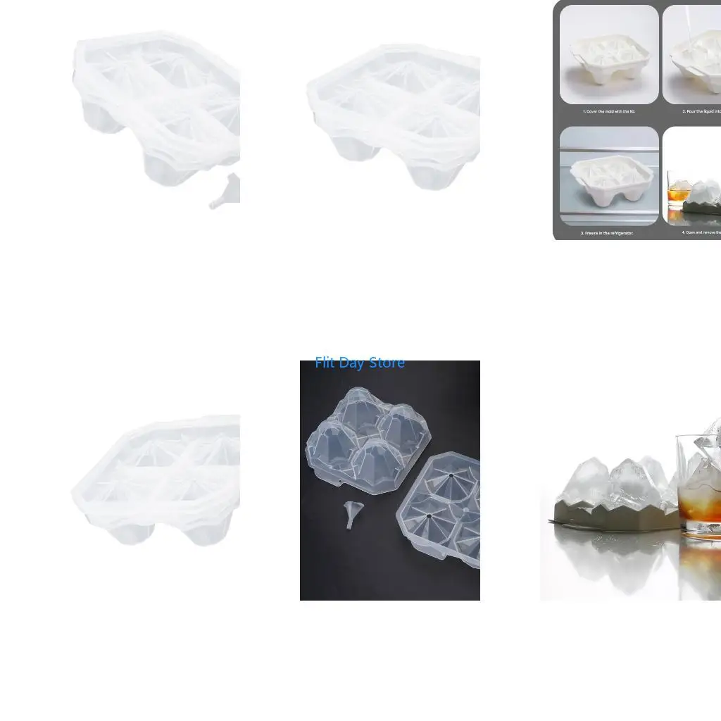 F92C Crystal Ice Block Tray For Whiskeys And Beverages Flexible Design Ensures Easy Releases Perfect For Parties And Event